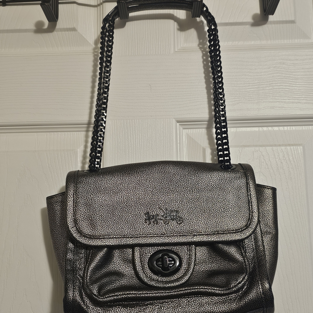 Coach Ranger Flap Metallic Leather Bag